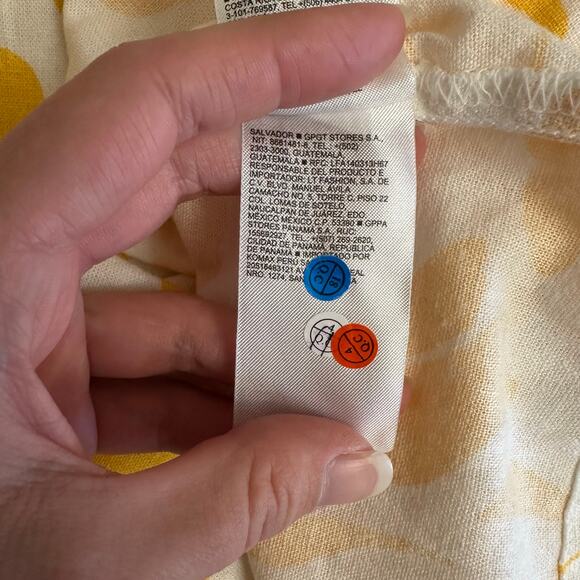 Old Navy Yellow Floral Linen Blend Mini Dress L Adjustable Straps Sundress - Picture 9 of 10